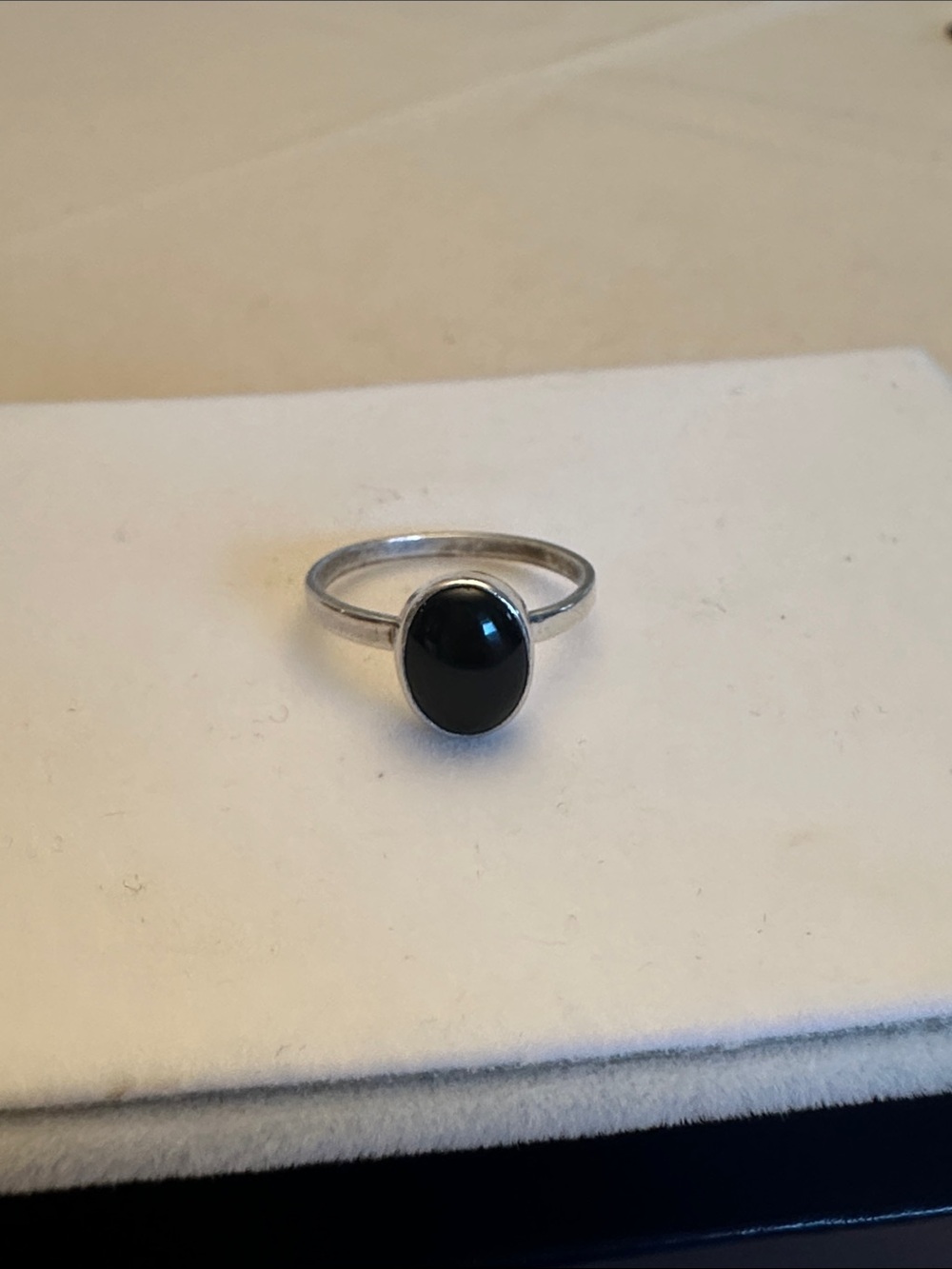 Oval Black Onyx Stone Sterling Silver Ring